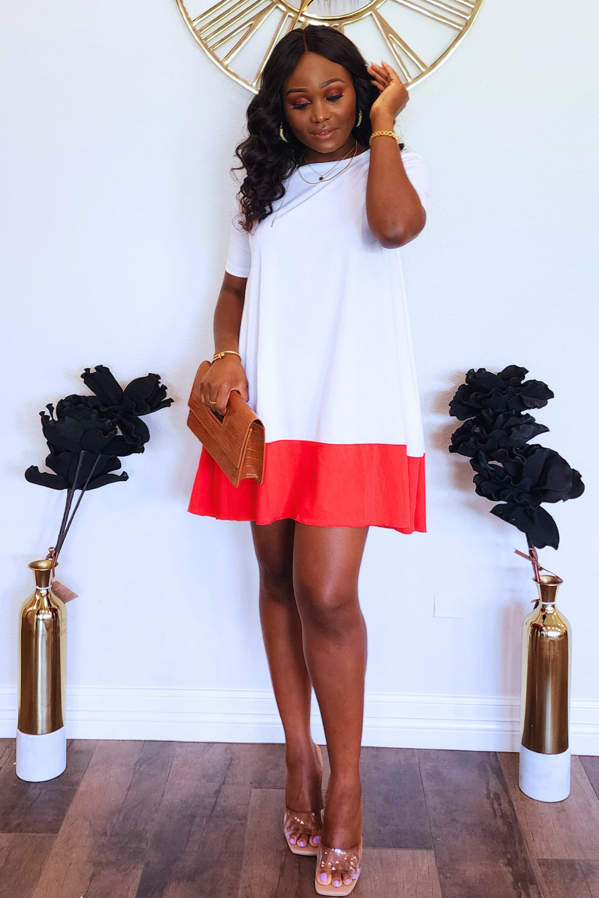 Hazel Dress - White/Red