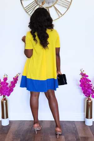 Hazel Dress - Yellow/Blue